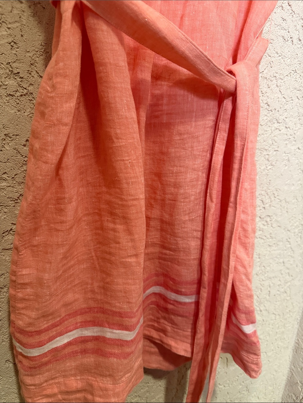 Talbots Coral Linen Belted Shirt Dress Size Large - Picture 4 of 5